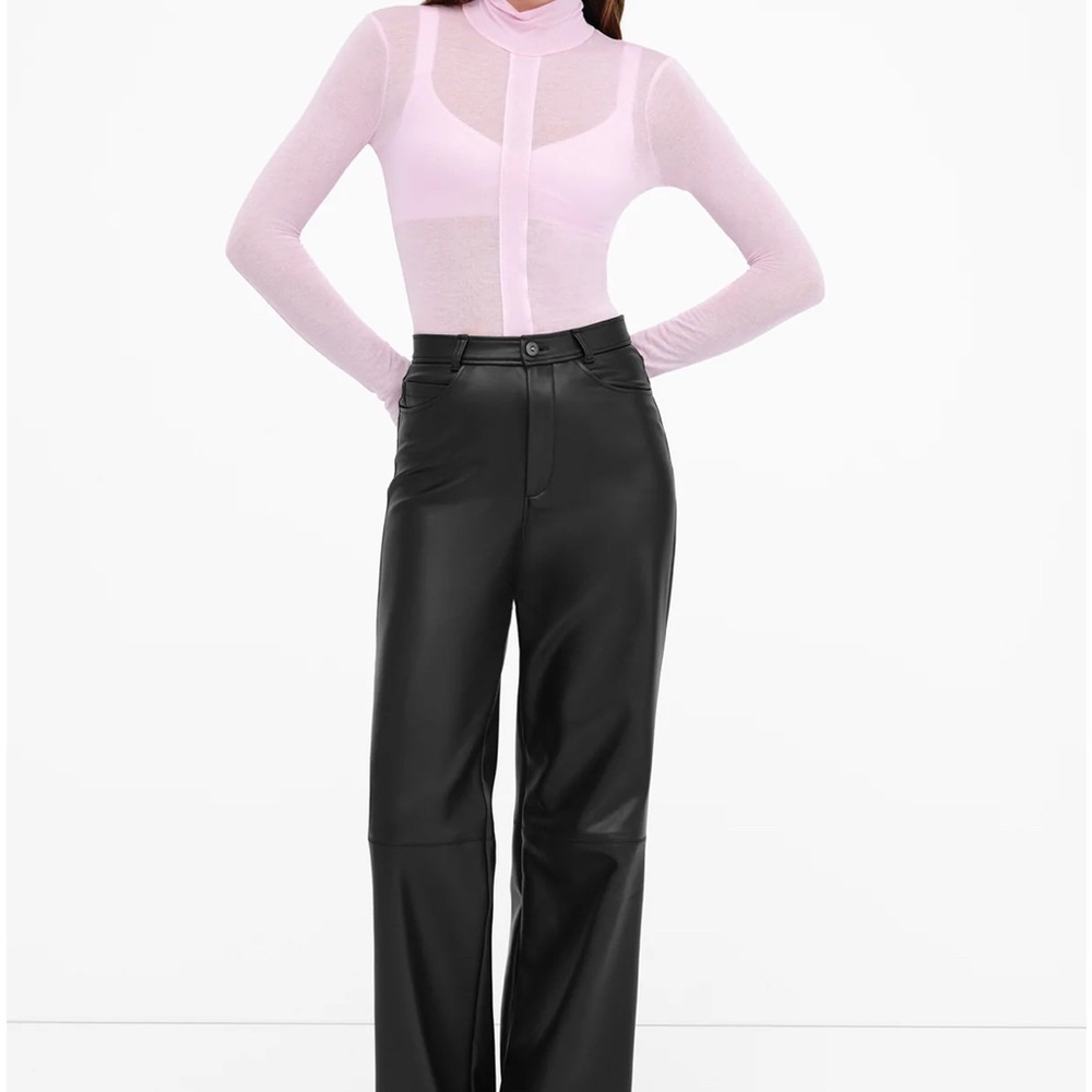 SOLD-Pink European Jersey Turtleneck Top
